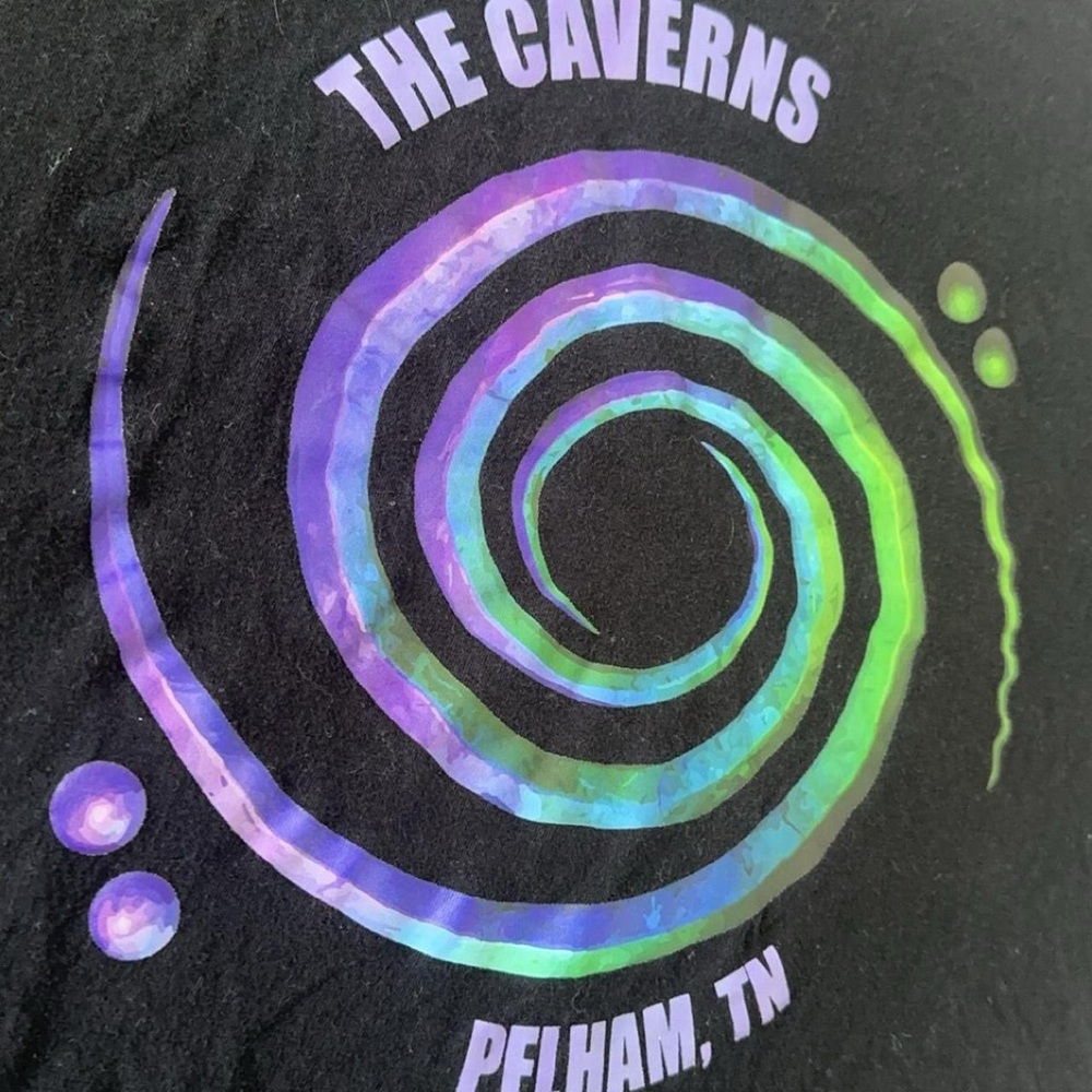 MERSIV (dj) Graphic Tee 

The Caverns Black T-Shirt with Iridescent Spiral - Picture 3 of 3